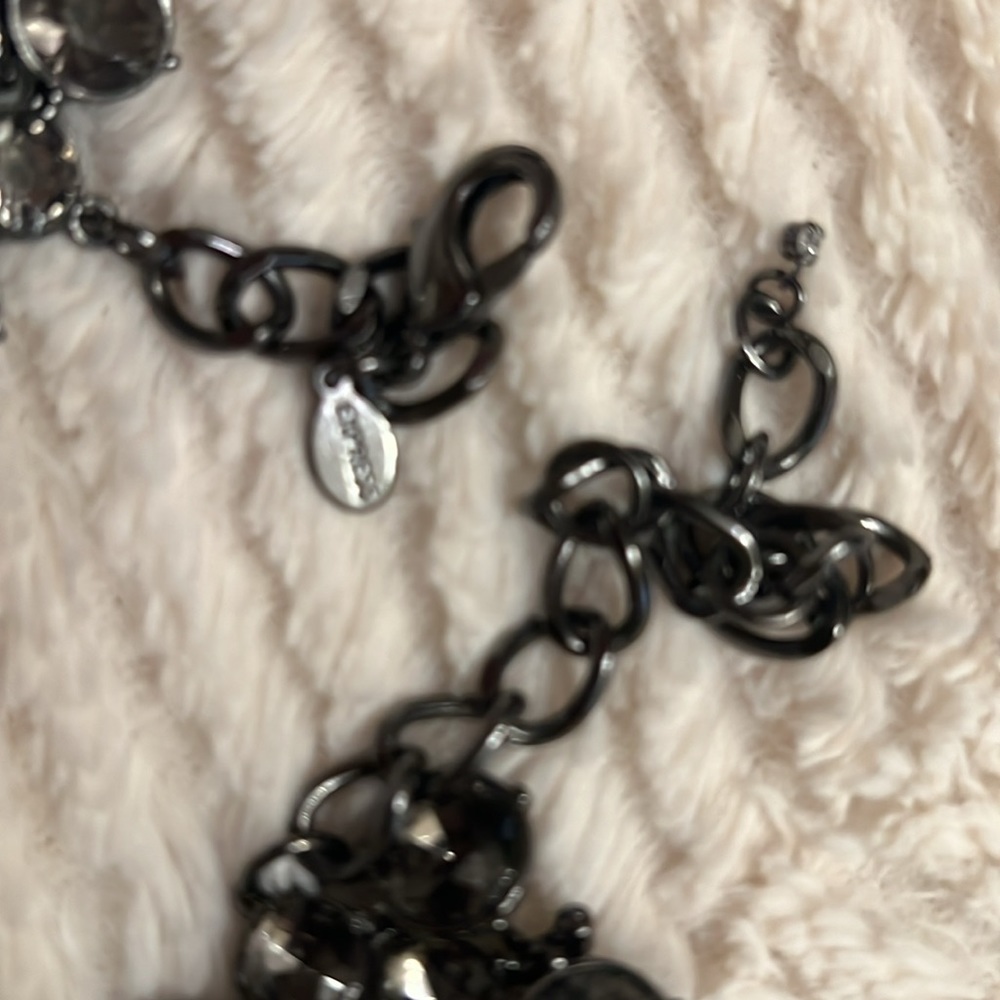 Express Black Rhinestone Statement Necklace - Picture 2 of 2